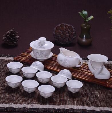 14 Pcs Travel Tea Sets Chinese Portable Ceramic Bone China teaset Gaiwan Teacup Porcelain Tea Cup The Kung Fu Teapot Set: Pink