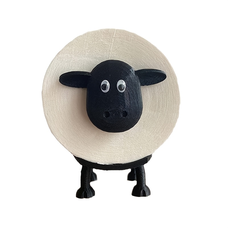 Sheep Toilet Roll Holder - Funny Toilet Paper Holder Free Standing Bathroom Set - 3D Printed Black Sheep Loo Roll Holder: WHITE
