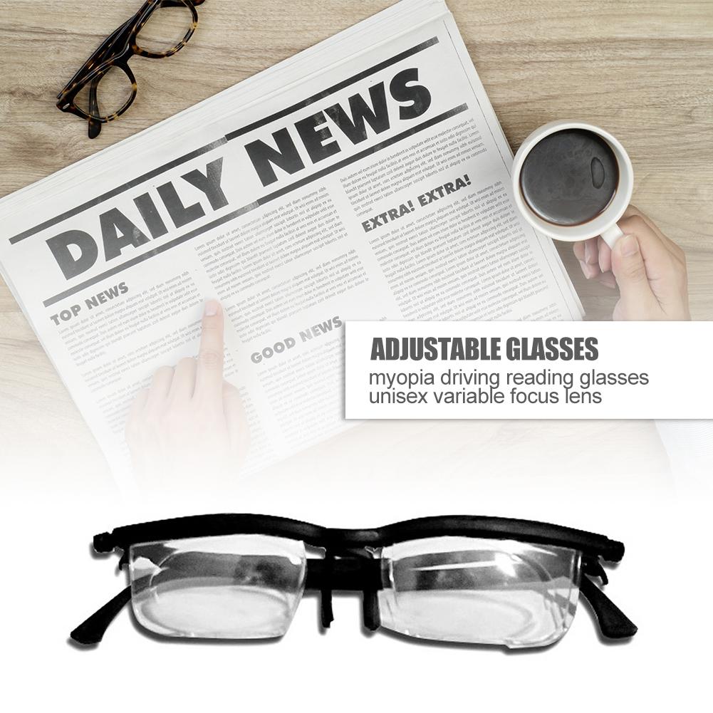 Dial Adjustable Glasses Variable Focus For Reading Distance Vision Eyeglass With Impact Resistant Polycarbonate Lenses