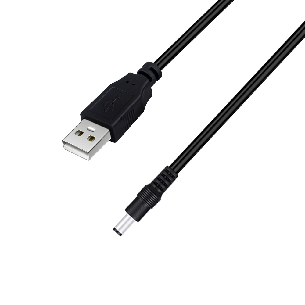 Elistooop USB a DC-Cable de alimentación macho a macho de 5,5mm y 5V, Conector de barril USB, Cable cargador para altavoz de enrutador de ventilador pequeño