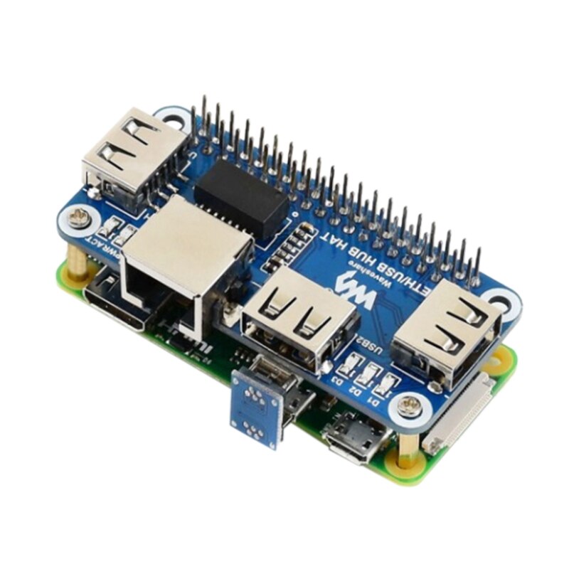 Waveshare Ethernet / USB HUB HAT for Raspberry Pi 1X RJ45 Ethernet Port 3X USB Ports 5V: Default Title