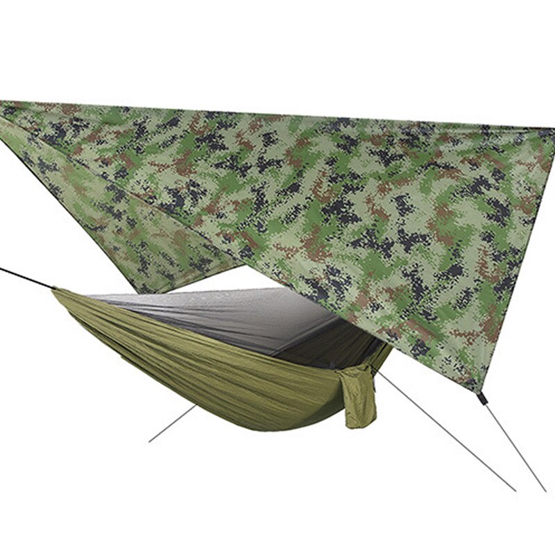 Outdoor Hängematte Zelt Mit Wasserdicht Baldachin Markise Set Automatische Schnell Öffnung Camping Hängematte mit Moskito Net Sonnenschirm OD008: Camouflage-green
