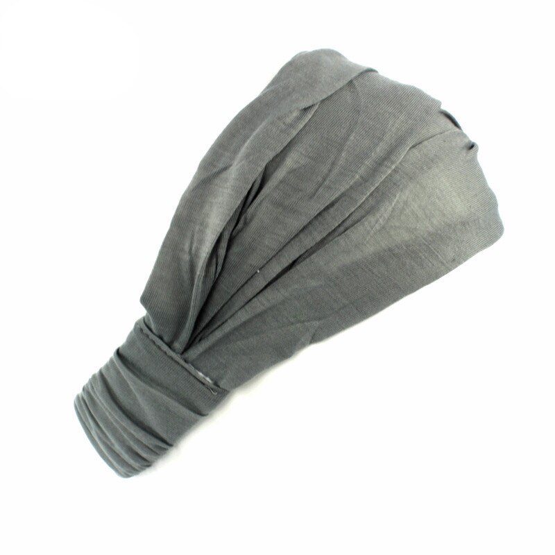 Stretchy dame bomuld hårbånd pandebånd kvinders pandebånd wrap hovedtørklæde kasket 2 in1 bandana turban hårtilbehør til piger: Grå