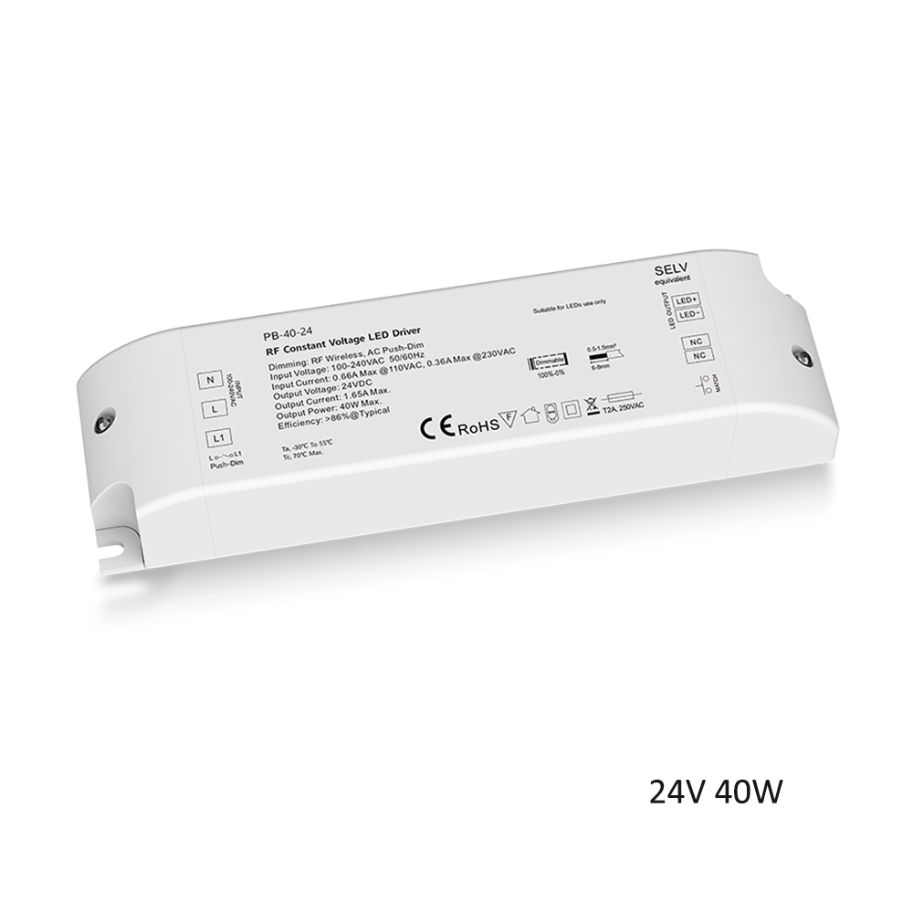 40w 75w rf led-driver med konstant spenning, dimbar, 12v 24v transformator, 2.4g x trådløs fjernkontroll, ensfarget led-stripe: Brun