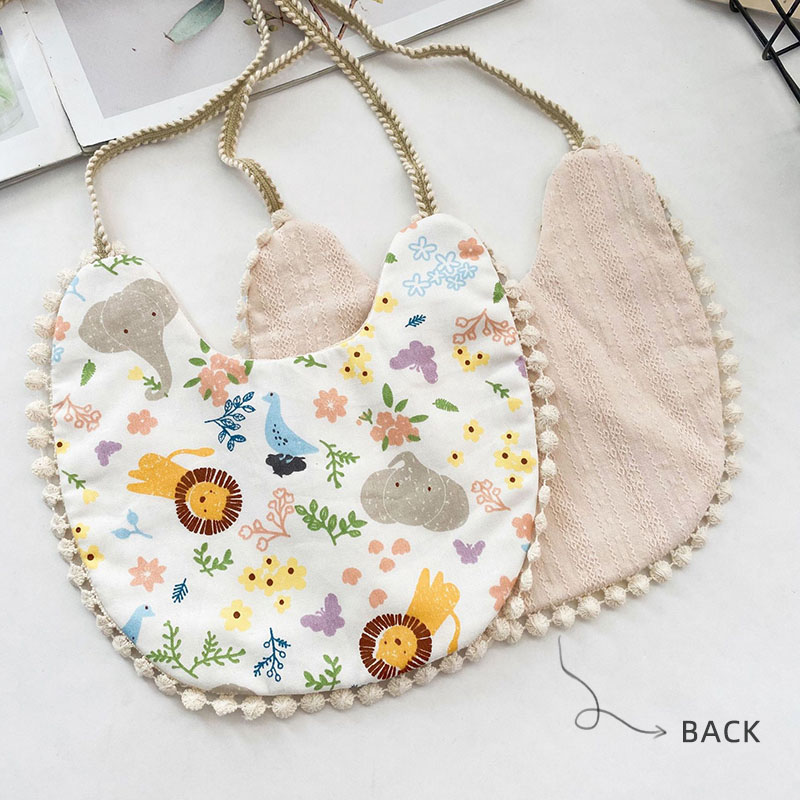 Double Side Katoen Linnen Slabbers Vintage Bloemen Tassel Pasgeboren Speeksel Handdoek Baby Peuter Diner Feeding Slabbetjes Burp Doeken: animal