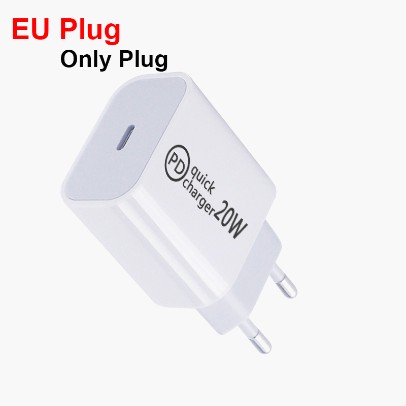 Adaptador de cargador USB tipo C, carga rápida de teléfono, PD, 20W, para iPhone 12, 11 Pro Max, X, Xs, Xr, 7, AirPods, iPad, Huawei, Xiaomi, Samsung: EU plug