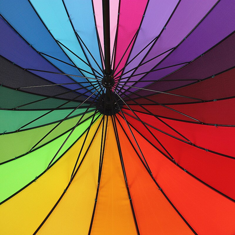Paraplu 24K Regenboog Paraplu Regen Vrouwen en Mannen Non-automatische Lange handle Paraplu Guarda Chuva Paraguas paraplu
