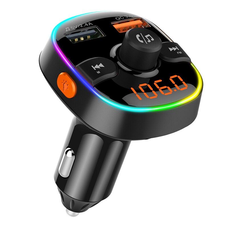 Onever FM Sender Drahtlose Bluetooth 5,0 Wagen MP3 Spieler Bluetooth Bausatz FM Modulator Dual USB Ladegerät RGB licht sicher: Ursprünglich Titel