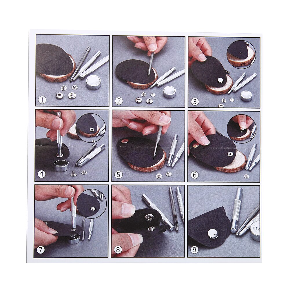 Leather Snap Fasteners Kit,12mm Metal Button Snaps Press Studs Clasps Buttons Sewing Buttons for Clothes,Jackets