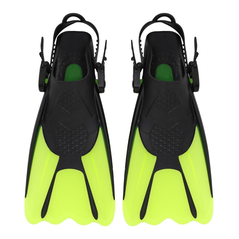 Adjustable Swim Flippers Snorkeling Silicone Adult Flexible Comfort Open Short fins For Training Diving Equipment: Green / S