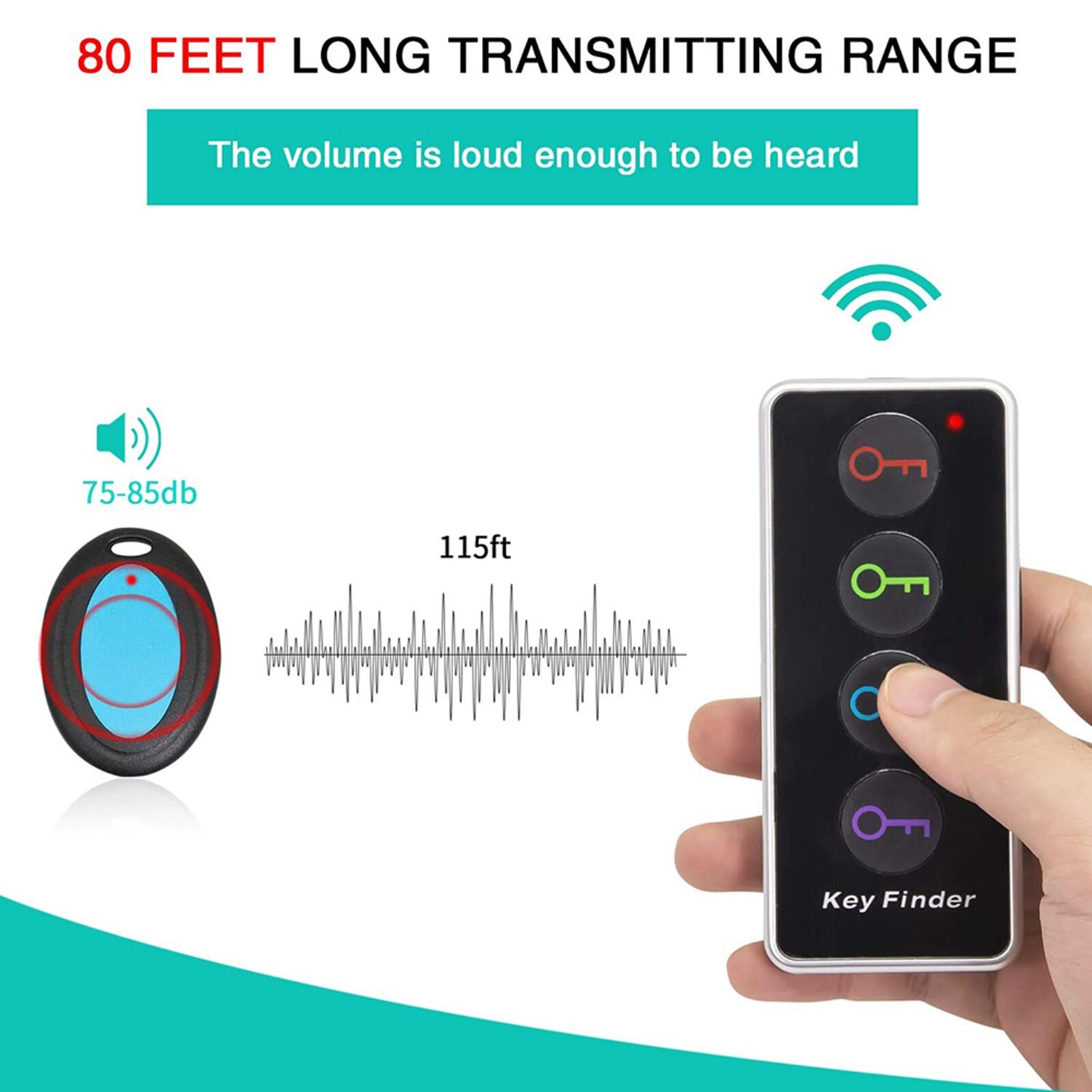 Key Finder Wireless Locator Tracker Pet Dog Cat Smart Anti-Lost Activity Tracker with Flashlight for Key Phone Luggage Bag