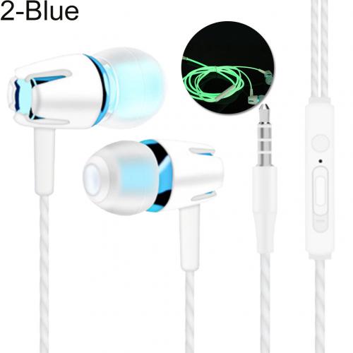 Universel normal / lysende tunge bas in-ear 3.5mm øretelefoner med mikrofon: Blå 2