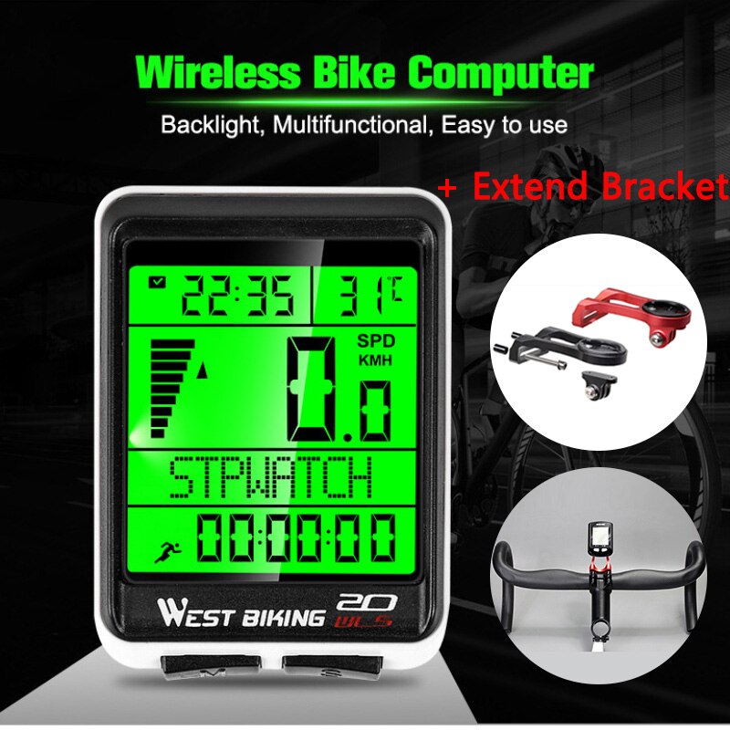 Bicycle Computer Large Screen 5 Language Wireless Wired Mountain Bike Computer Waterproof Speedometer Odometer Cycling Stopwatch
