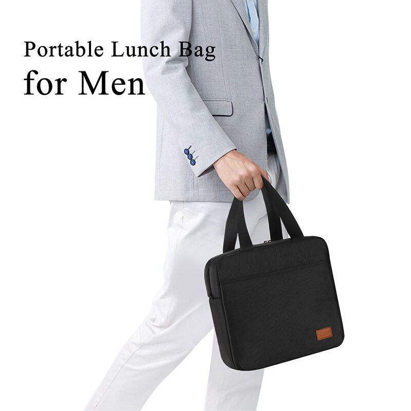 Aosbos bærbar isoleret lærred frokostpose termisk mad picnic frokostposer til kvinder mænd solid køligere madpakke taske