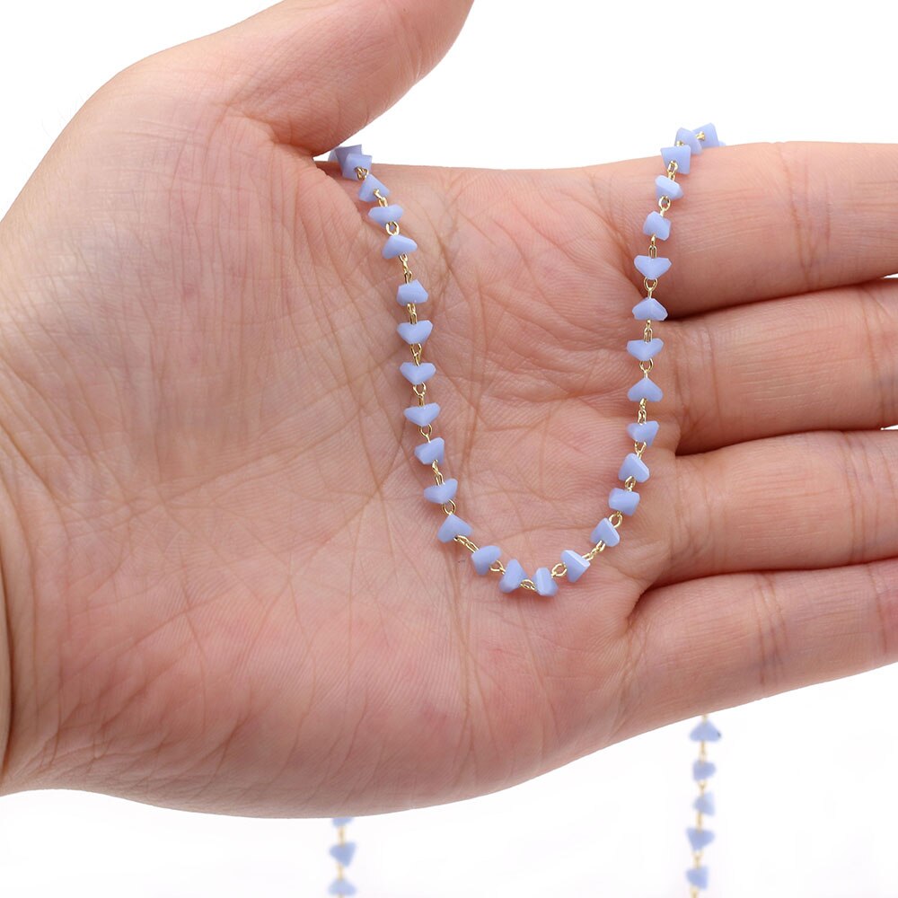 1 metro fio de ouro feito à mão envolvido rosário corrente contas de pedra correntes para fazer jóias diy colar pulseira tornozeleira acessórios