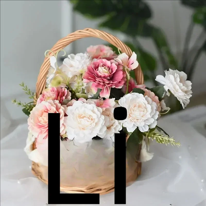 Cesta de flores tejida, cesta de almacenamiento de ratán, flor hecha a mano para niña, para el hogar, boda, baño, artículos de cocina