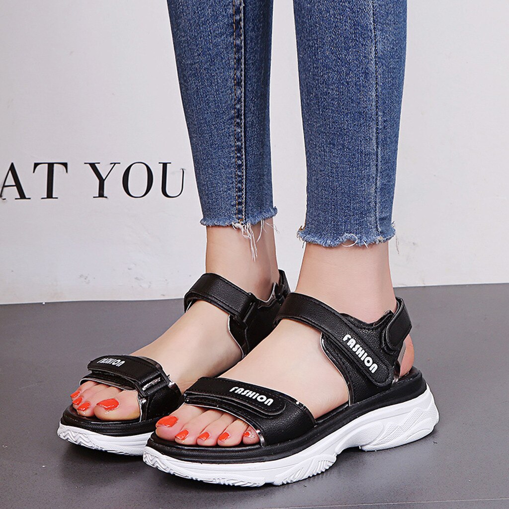 YOUYEDIAN sandalias de Punta abierta a la para mujer, sandalias deportivas casuales, Sandalias planas de suela gruesa, zapatos de playa, zapatos de punta abierta # g3
