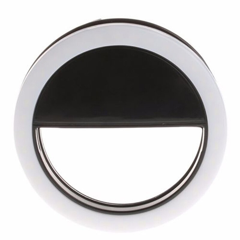 Led Selfie Ring Light Mobile Phone Lens LED Selfie Lamp Ring for IPhone Samsung Xiaomi Huawei Phone Selfie Clip Light Accessoire: Black