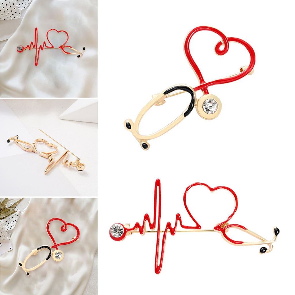 Brosche, anstecknadel, schmuck, ekg, medizin, krankenpflege, kragennadeln, reversnadeln, unisex, damen, schule