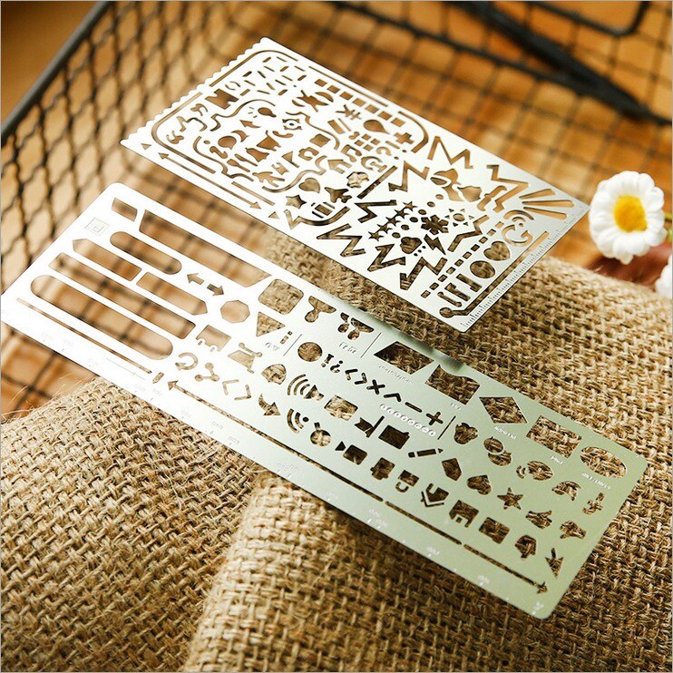 Notitieboekje diy accessoire metalen liniaal uitgeholde tekenliniaal nieuwigheid diverse katten sjabloon liniaal