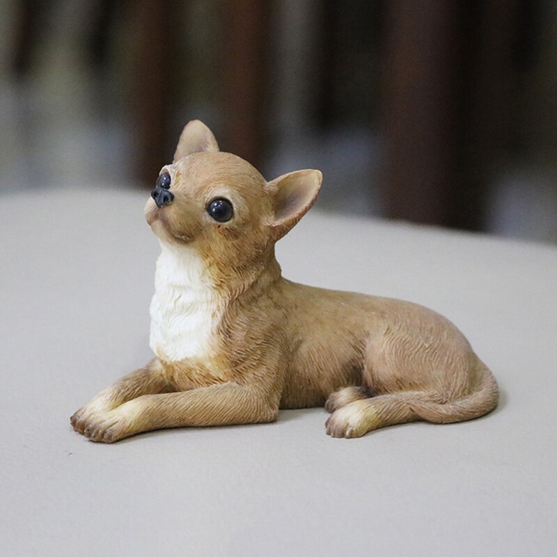 Mini chihuahua hund model bil dekoration harpiks håndværk samling dekoration hjem indretning håndværk ornamenter: Lysegrøn