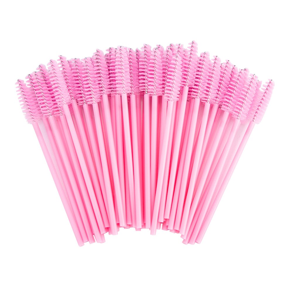 100 unids/pack nueva buena desechable pestañas maquillaje para pestañas cepillo Mini varitas de rímel de pincel para maquillaje herramienta de maquillaje: All Pink