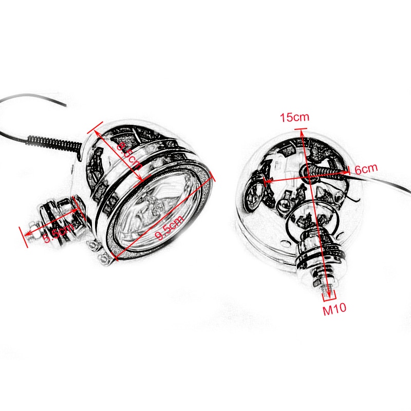 10mm krom metall motorcykel dimstrålkastare passerar körande spot ljus hjälplampor strålkastare  dc12v för harley chopper cruiser