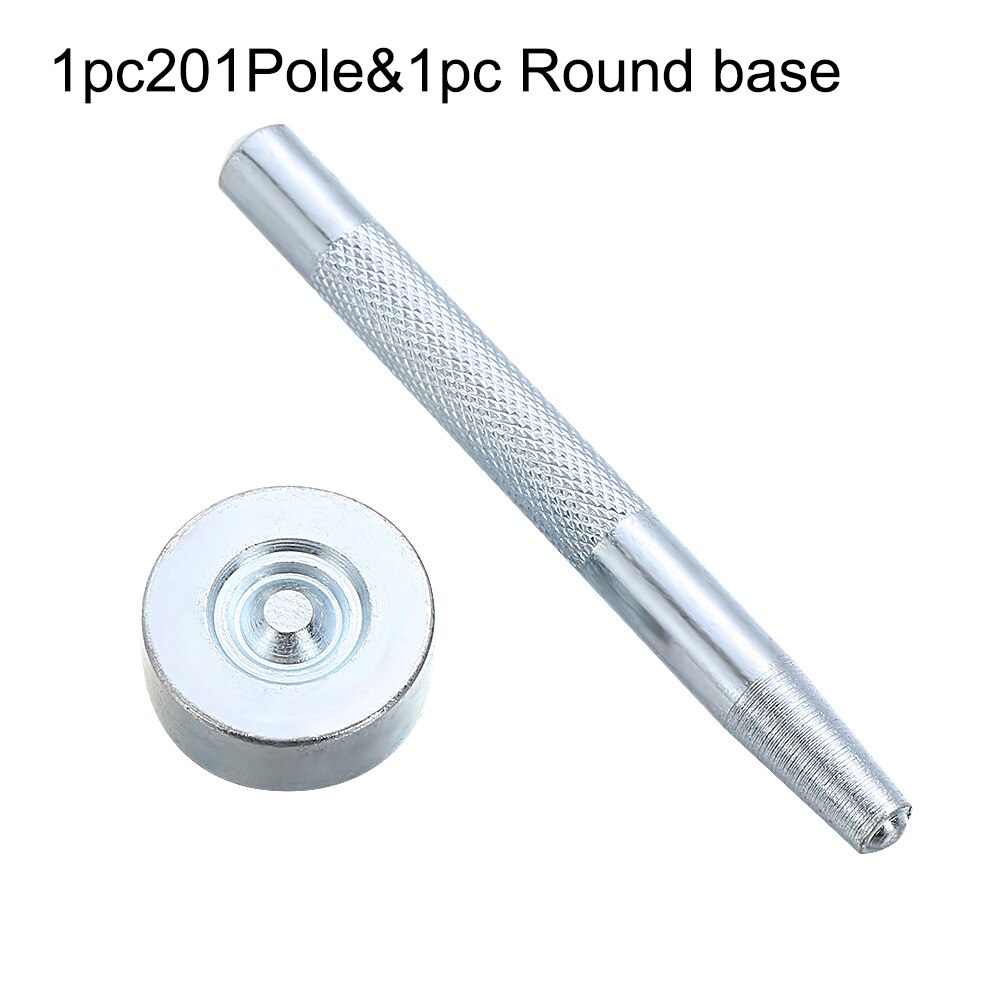1/11pcs Metal DIY Leather Craft Tool Set Die Hole Punch Snap Fasteners Press Studs Rivet Setter Base Kit Leather craft: 1pc201 Pole1pc Round