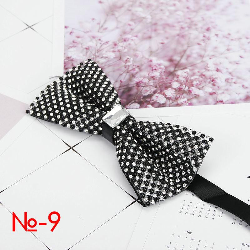 Nœud papillon rayé en diamant Pu pour hommes, accessoire de luxe, Super Cool, avec strass, pour mariage: 9