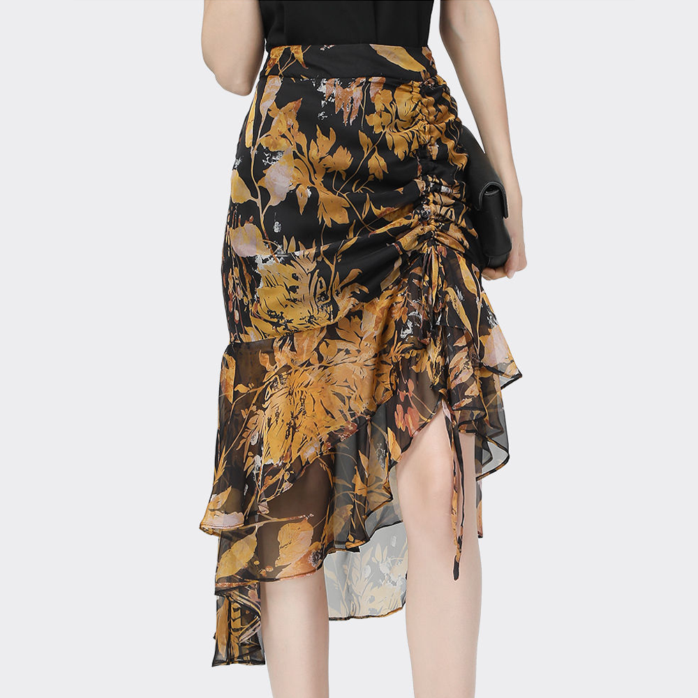 Beenle 2022 Zomer Bloemen Jurk Hoge Taille Afslanken Bloemen Mode Fishtail Lange Rokken Mid-Lengte Zelfs Parti Vrouwen Jurk