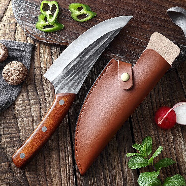 Meat Cleaver Knife Forged Boning Knife with Sheath Butcher Knives High Carbon Steel Fillet Knife Vegetable Knives for Kitchen