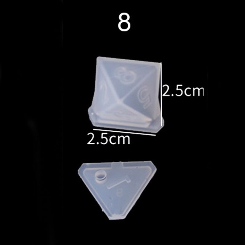 1pcs FAI DA TE Dadi Di Cristallo A Resina Epossidica Stampo In Silicone Arrotondato Multi-spec Digitale Specchio Stampo In Silicone per Strumenti di Creazione di Gioielli: 8
