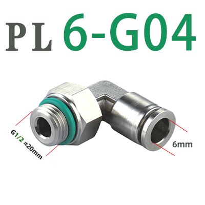 304 stainless steel joint trachea quick coupling 1/8&quot; 1/4&quot; 3/8&quot; 1/2&quot; BSP pneumatic quick coupling elbow male thread G thread: PL6-G04