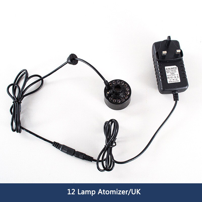 Umidificatore ad ultrasuoni generatore nebulizzatore nebulizzatore fontana stagno 12 portato atomizzatore nebulizzatore aria condizionata: 12Lamp UK spina