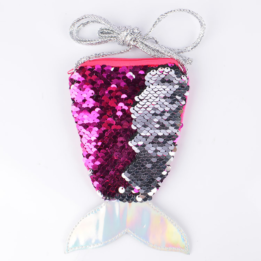 Kids Purse Mermaid Tail Style 6Pcs Small Mini Coin Purse Sequin Crossbody Satchel Mermaid Wallet Bag Purse Card for Girls