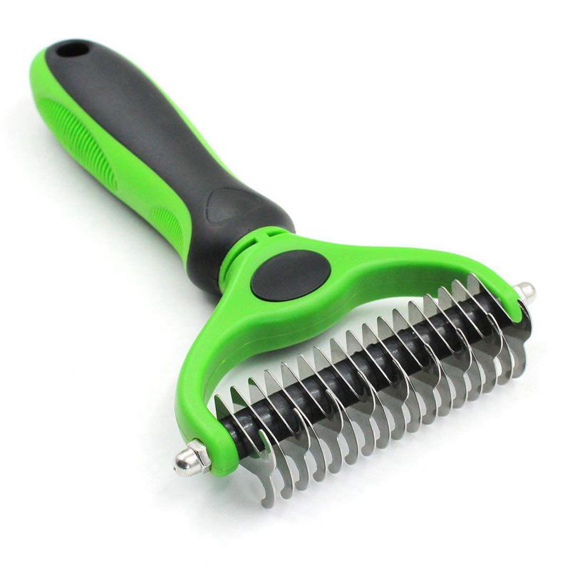 Pet Dematting Comb with Dual Sided Rake for Dogs and Cats of Gently Removes Loose Undercoat Mats Tangles and Knots Comfortable M: Default Title