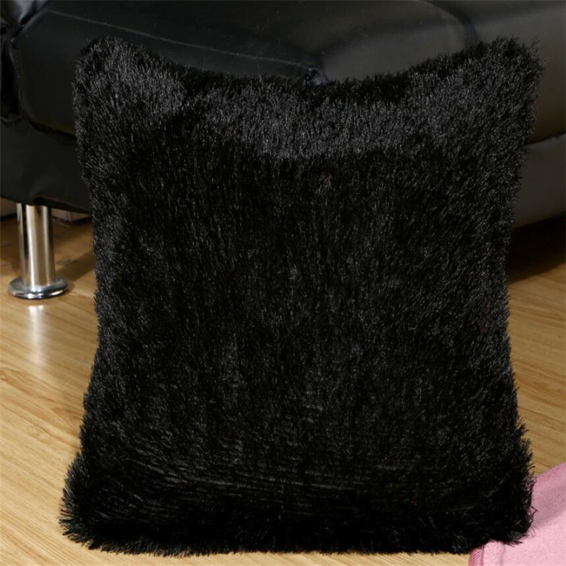 Plysj putetrekk myk plysj imitert pels putetrekk hjemme dekorative putetrekk hotell hjemme pute puter til sofa bil stol: Svart