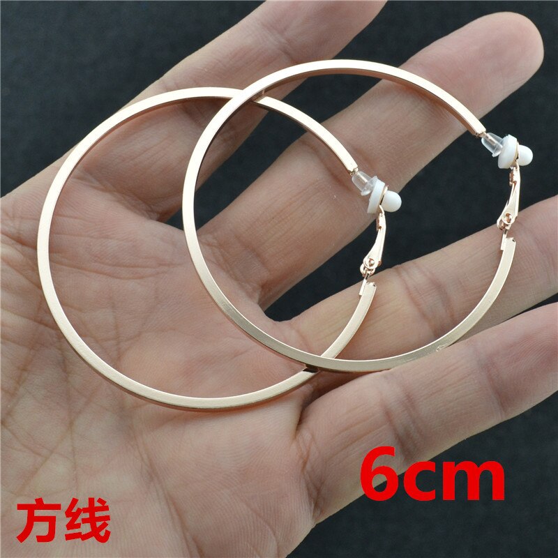 Große kleine Gold kreis Quadrat linie Runde Clip auf sterben ohr Ohrringe Band für frauen mit kissen Pad Nicht durchbohrt Ohrringe: Rose Gold Clip 6cm