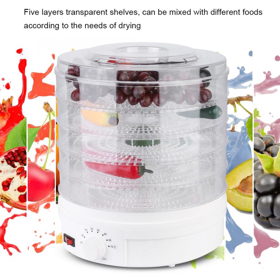 350W Multifunctional Food Dehydrator Fruit Vegetable Herb Meat Drying Machine Pet Snacks Food Dryer 5 Trays Vegetable Dehydrator
