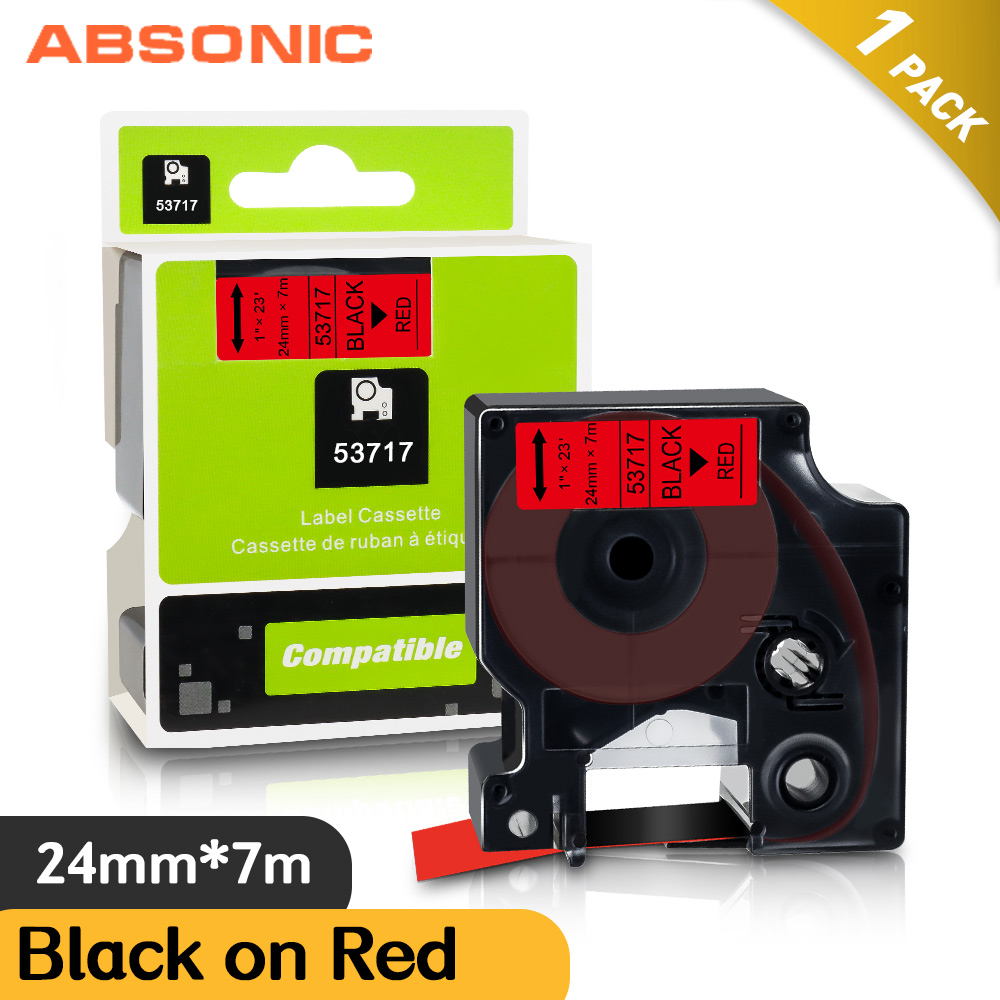 Absonic mieszane kolor 24mm drukarka do etykiet kompatybilny DYMO 53710 53713 53715 53716 53717 53718 53719 taśma z etykietami LabelWriter 450 Duo: Black on White