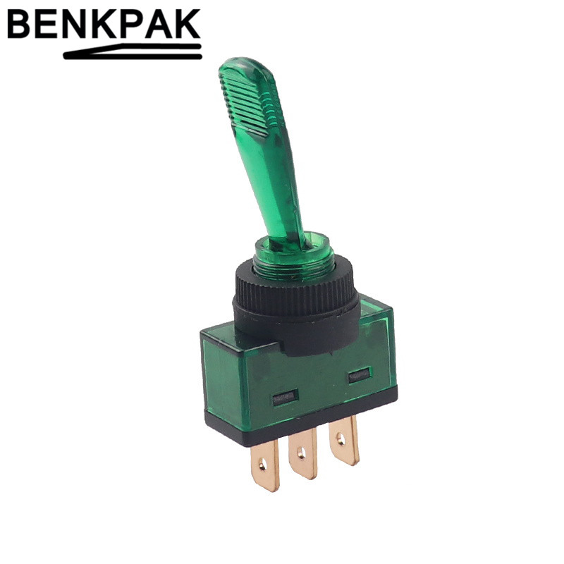 Interruptor de palanca automotriz de 3 pines ON-OFF con lámpara DC 12V 20A