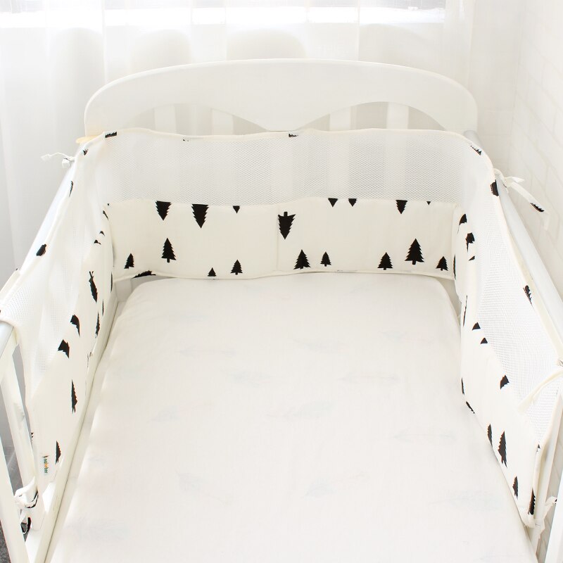 1 Pcs Mesh Crib Bumpers Breathable Star Crown Tree Cloud Baby Bedding Crib Liner Baby Cot Bed Around Protector: Black Tree