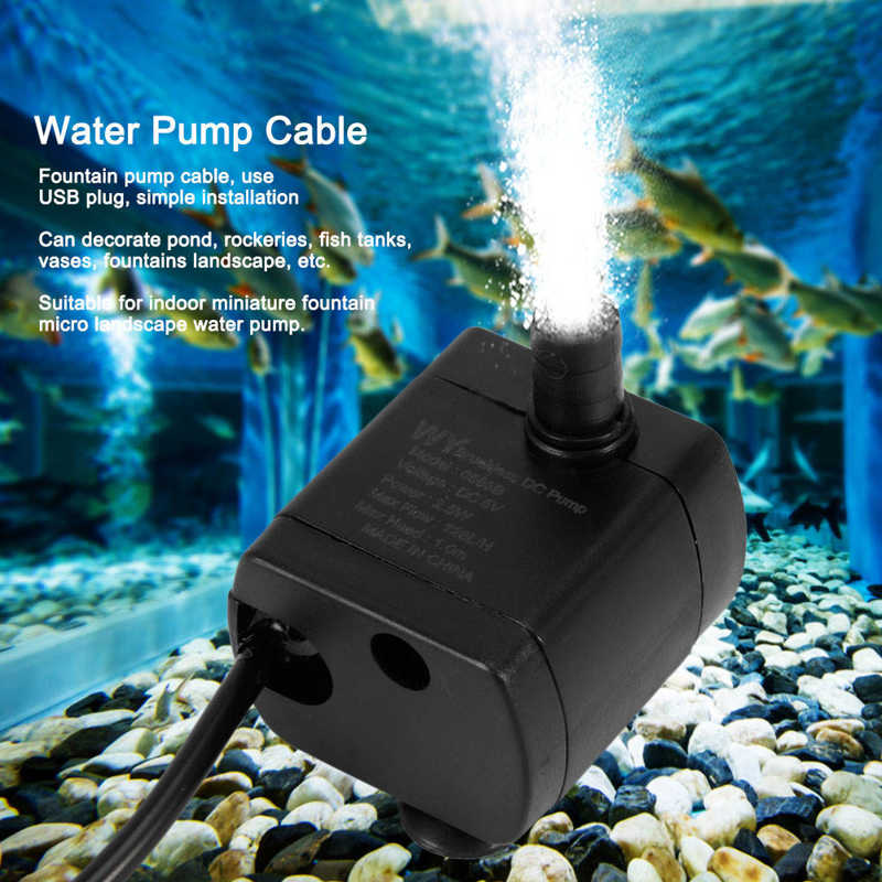 5V Hydroponics Indoor Miniature Fountain Accessory Landscape Water Pump Cable for Pond Fish Tanks