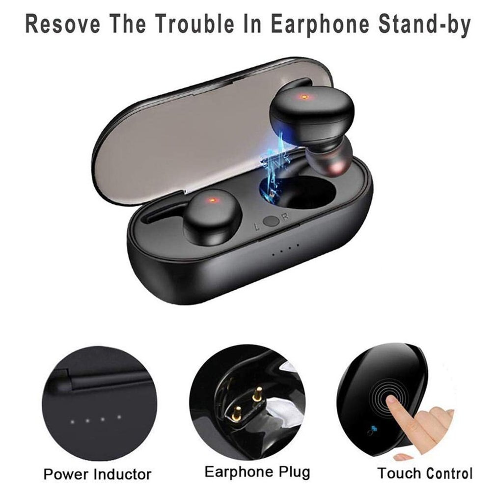 Y30 Bluetooth Draadloze Oortelefoon 5.0 Sport Bluetooth Headset Oordopjes Handenvrij Draagbare Met Opladen Doos 3D Stereo Geluid