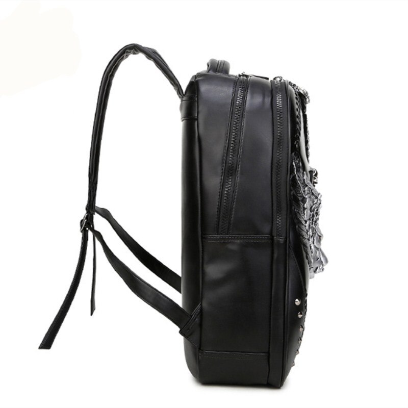 Rock style 3d ulv unisex rygsæk pu læder rygsæk vandtæt mænd kvinder taske skole drengetasker