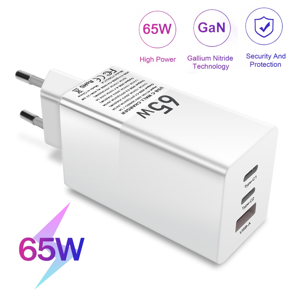 65W Gan Usb C Lader Snel Opladen QC4.0 Qc PD3.0 Usb Type C Fast Charger Voor Iphone 12 Pro max Macbook Huawei Samsung
