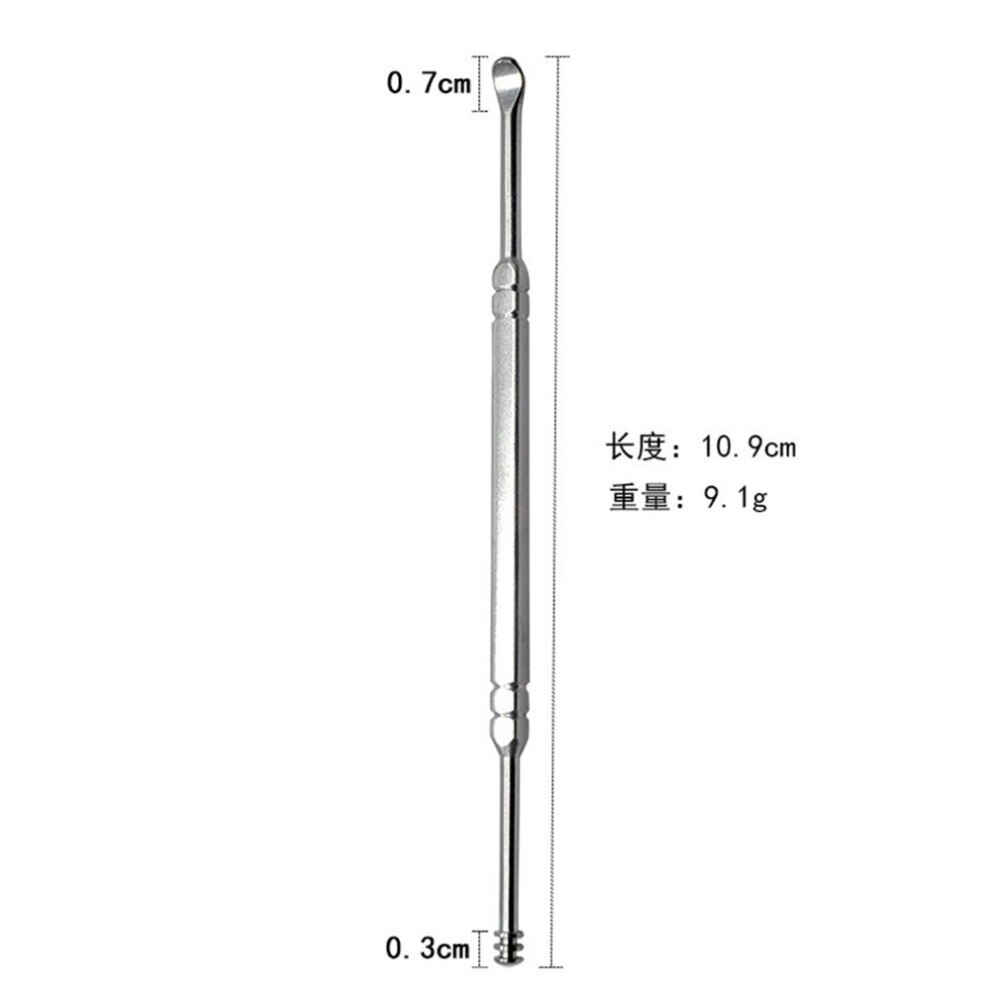 Stainless Steel Double Head Ear Scoop Spiral Ear Digging Metal Ear Cleaning Tool 360 degree rotary spring ear spoon
