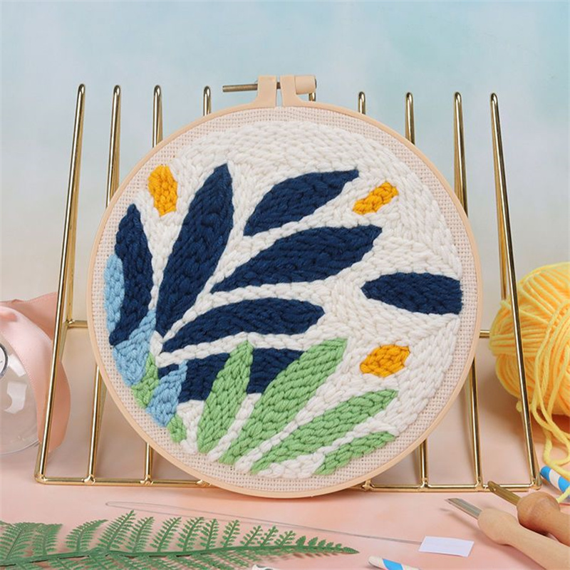Scenery Moon Punch Needle Embroidery Starter Kits DIY Craft Set Rug Hooking Punch Needle Tool With Threader Fabric Wool Yarn: VIOLET/紫罗兰