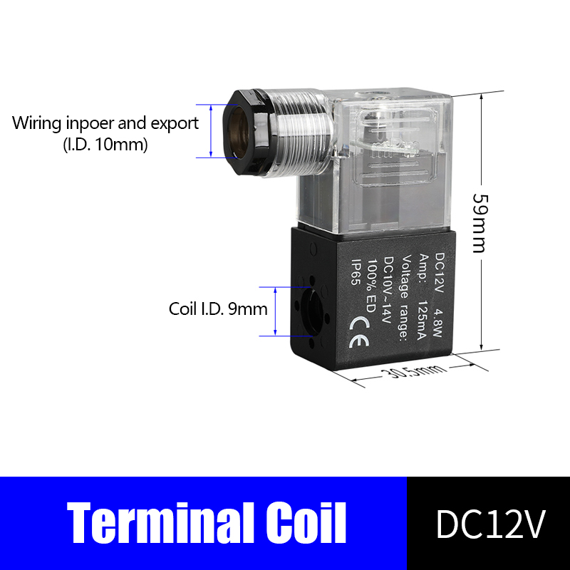 Terminal de bobina de válvula piloto, bobina de solenoide, Airtac cable tipo, de repuesto: Verde