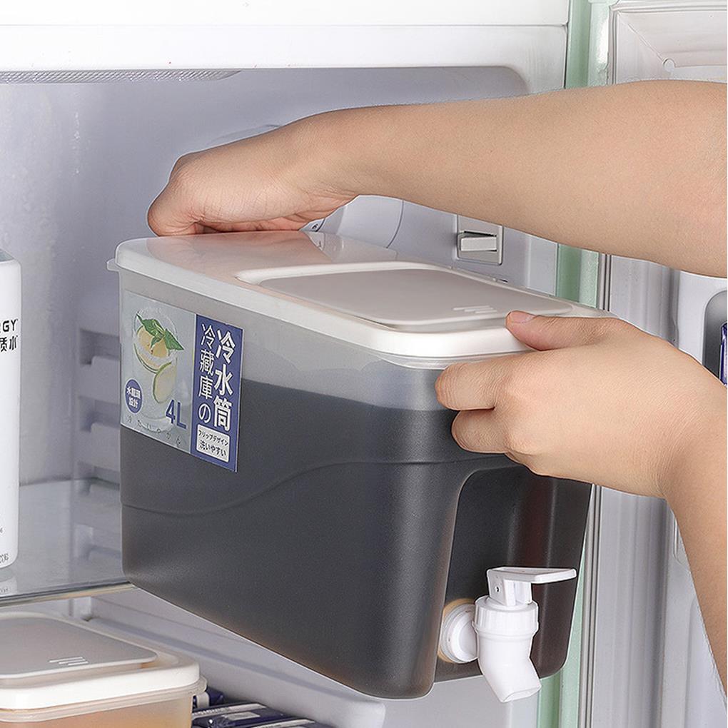 4L Juice Jug With Faucet Detachable Rotating Cold Water Container Summer Refrigerator Drinks Bottle Lemon Beverage Dispenser